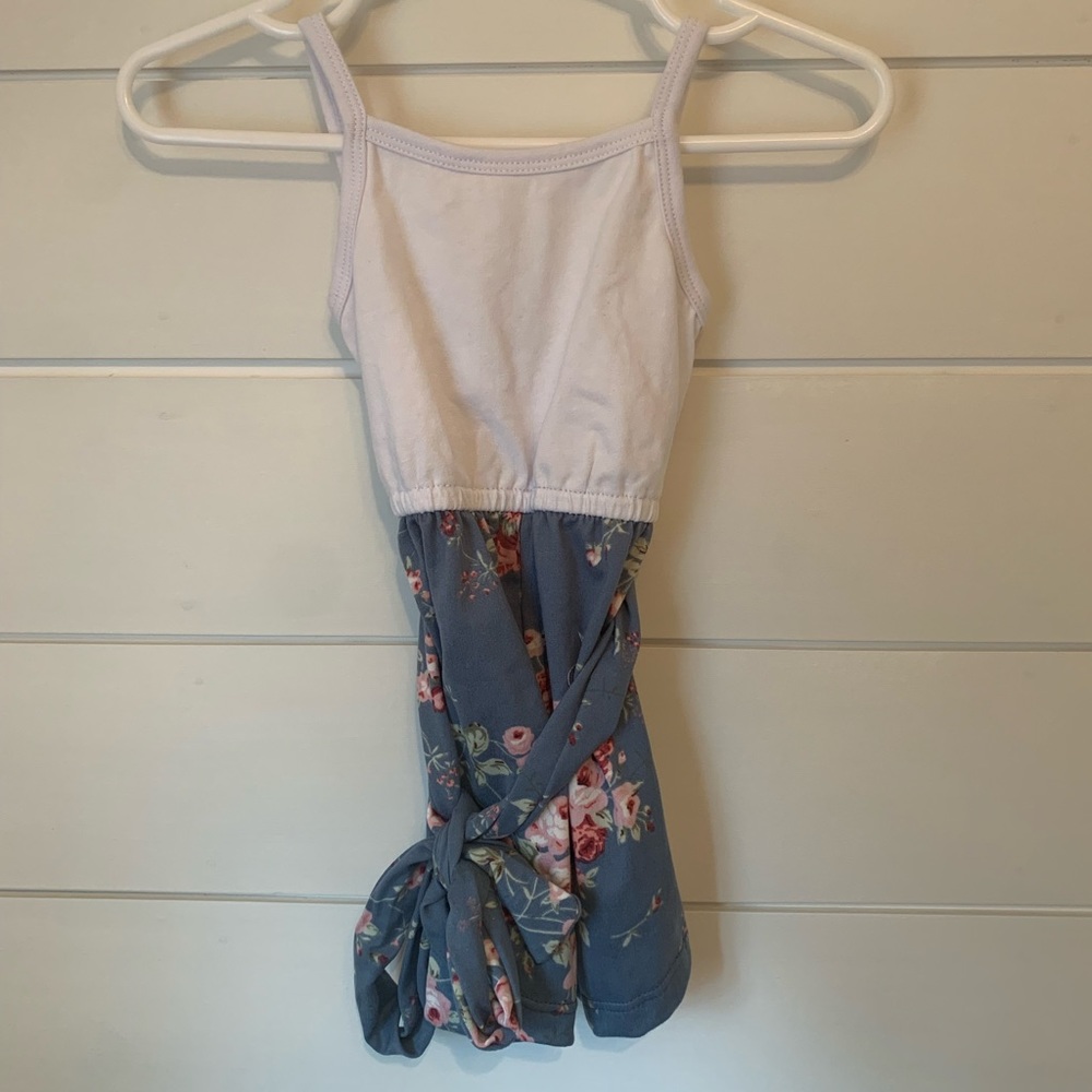 White and blue floral romper